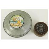 Vintage Powder Box & Metzke Pewter Lion Head