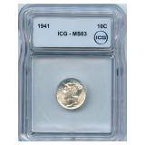 1941 Mercury Silver Dime - MS 63