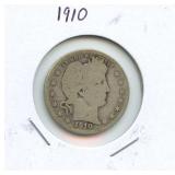 1910 Barber Silver Quarter