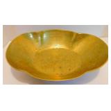 Vintage Hand Etched Brass Bowl with Scalloped