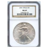 2001 U.S. Silver Eagle - NGC MS 69