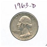 1963-D Washington Silver Quarter