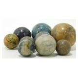 Group of 9 Clay & Stone Marbles
