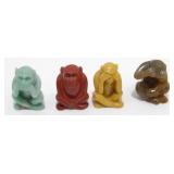 Set of 4 Netsuke Monkey Carvings