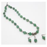Green Beaded Necklace & Earrings Set