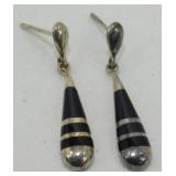 Vintage Sterling Silver Black Onyx Inlay Tear