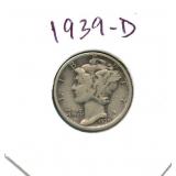 1939-D Mercury Silver Dime