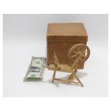 Antique Miniature Spinning Wheel in Box - 5-1/2"
