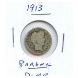 1913 Barber Silver Dime