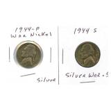 Pair of Jefferson Silver War Nickels - 1944-P &
