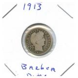 1913 Barber Silver Dime