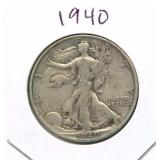 1940 Walking Liberty Silver Half Dollar