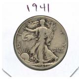 1941 Walking Liberty Silver Half Dollar