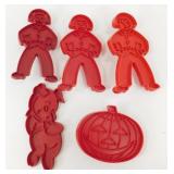 Group of 5 Vintage Tupperware Red Plastic Cookie