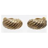 Gold Sterling Silver Ribbed Earrings