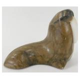 * Hand Carved Marble Walrus Sculpture Figure -