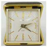 Vintage Elgin Folding Travel Alarm Clock in Brown