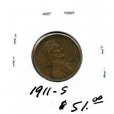 1911-S Lincoln Wheat Cent