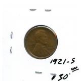 1921-S Lincoln Wheat Cent