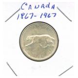 1967 Canadian Centennial Silver Quarter