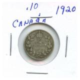 1920 Canadian Silver Dime