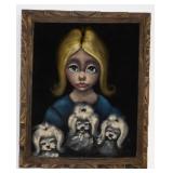 * Vintage Velvet Big Eyes Painting - Signed