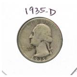 1935-D Washington Silver Quarter