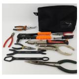 Black Bag Filled w/ Snips, Pliers, Clamps & More