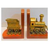 Vintage Brass Train Bookends