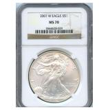 2007-W U.S. Silver Eagle - NGC MS 70, West Point