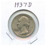 1937-D Washington Silver Quarter
