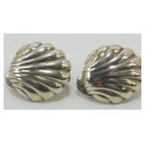 Vintage Sterling Silver Clam Shell Clip Earrings