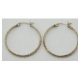 Vintage Sterling Silver Hammered Hoop Earrings