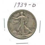 1939-D Walking Liberty Silver Half Dollar