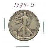 1939-D Walking Liberty Silver Half Dollar