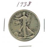 1938 Walking Liberty Silver Half Dollar