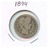 1894 Barber Silver Quarter