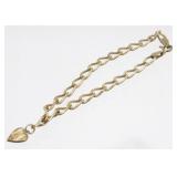 Vintage Gold Heart Sterling Silver Charm Bracelet