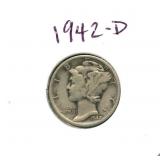 1942-D Mercury Silver Dime