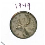 1949 Canadian Silver Quarter