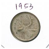 1953 Canadian Silver Quarter