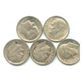 (5) Roosevelt Silver Dimes