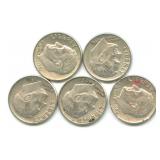 (5) Roosevelt Silver Dimes