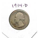 1934-D Washington Silver Quarter