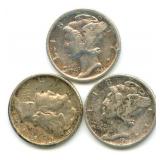 (2) 1945-D Mercury Silver Dimes & 1945-S Mercury