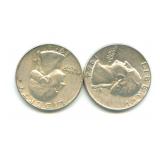 (2) 1964-D Washington Silver Quarters