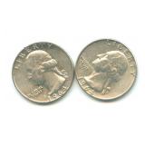(2) 1964-D Washington Silver Quarters