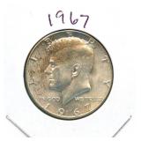 1967 Kennedy Silver Half Dollar - 40% Silver