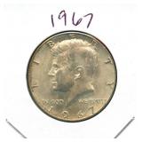 1967 Kennedy Silver Half Dollar - 40% Silver