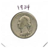 1934 Washington Silver Quarter
